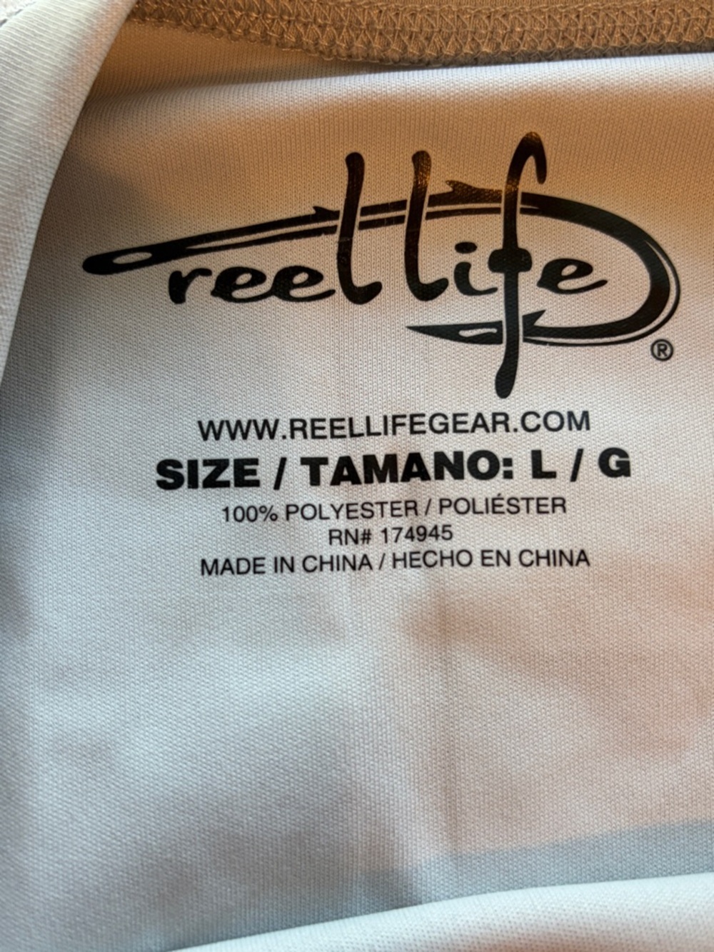 Reel Life Men's Long Sleeve Tee - Light Gray with Teal Logo - Picture 3 of 3